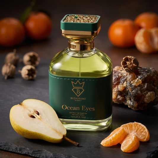 Bujairami Ocean Eyes Extrait de Parfum Unisex 100 ml Fragancia Cítrica Almizclada y Ambarada Fresca y Elegante para Uso Diario