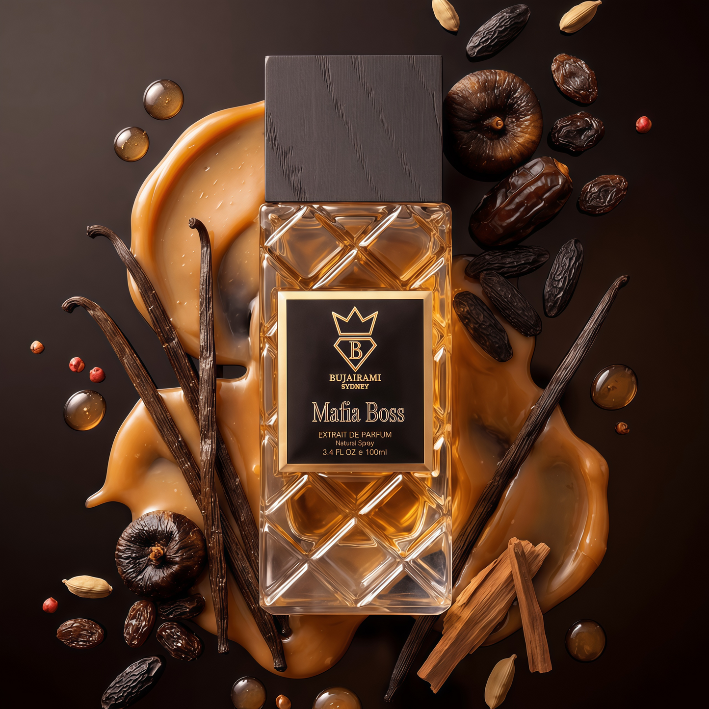 Bujairami Mafia Boss Extrait de Parfum Hombre 100 ml Fragancia Especiada Amaderada y Cuero para Hombres Elegantes y Sofisticados