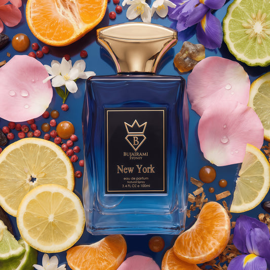 Bujairami New York Eau de Parfum Hombre 100 ml Fragancia Amaderada Ambarada Moderna para Hombres Elegantes y Sofisticados