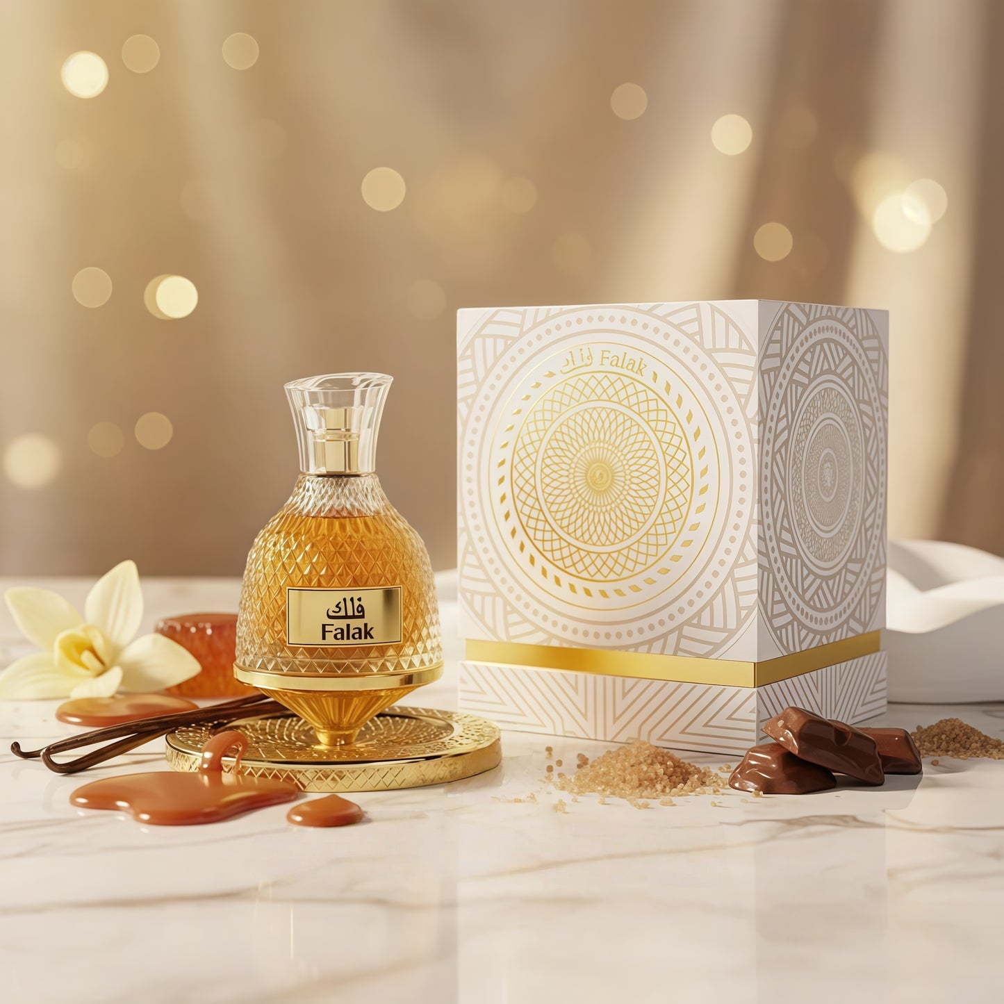 NUSUK FALAK - Perfume Unisex Oriental Gourmand 100ml RIIFFS Aroma Dulce y Elegante con Vainilla Caramelo y Almizcle para Experiencia Sensorial Deliciosa