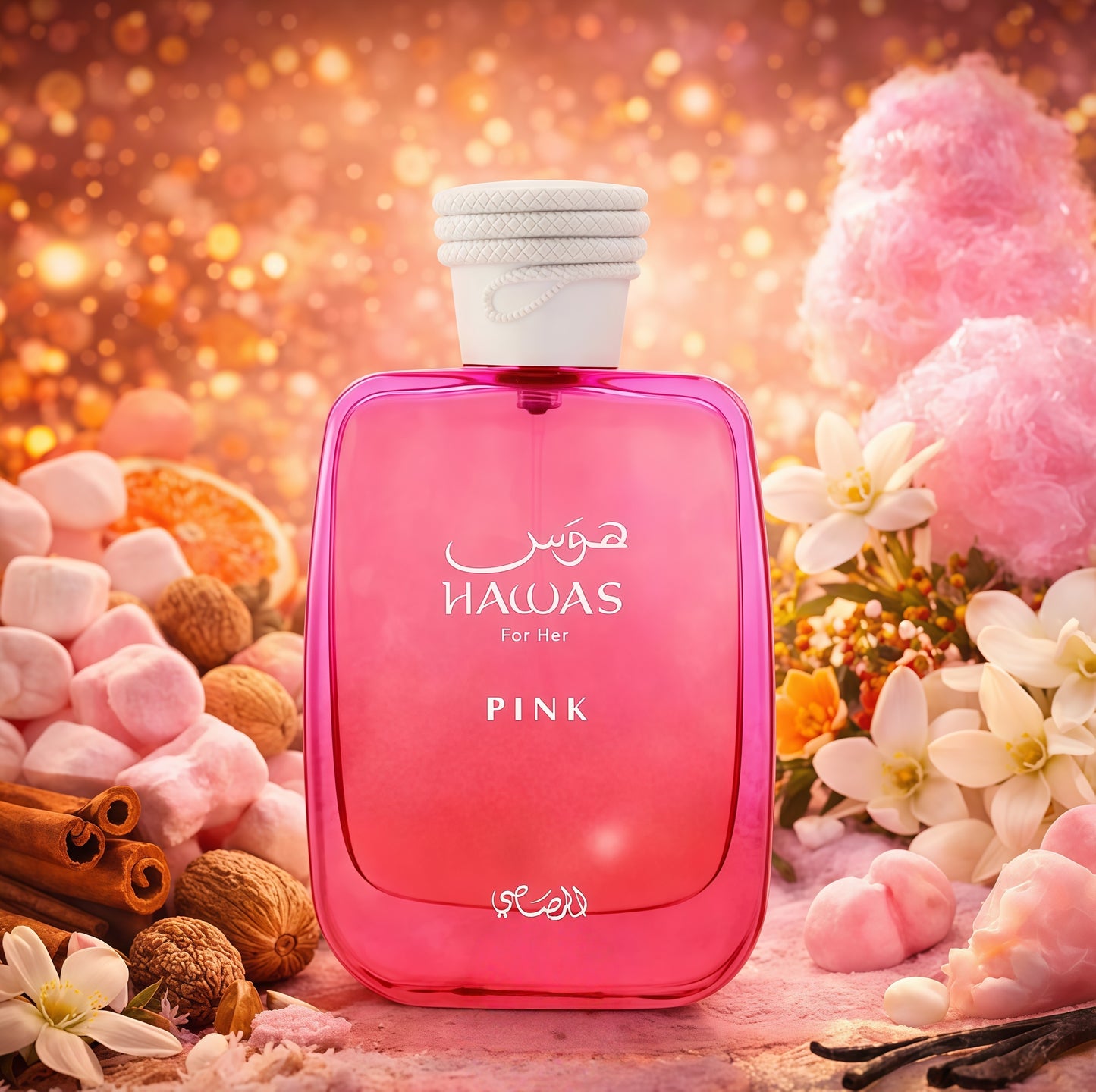 Rasasi Hawas Pink Perfume Femenino 100ml Dulce Cremoso y Encantador para Mujeres con Notas de Flores Blancas y Especias Suaves