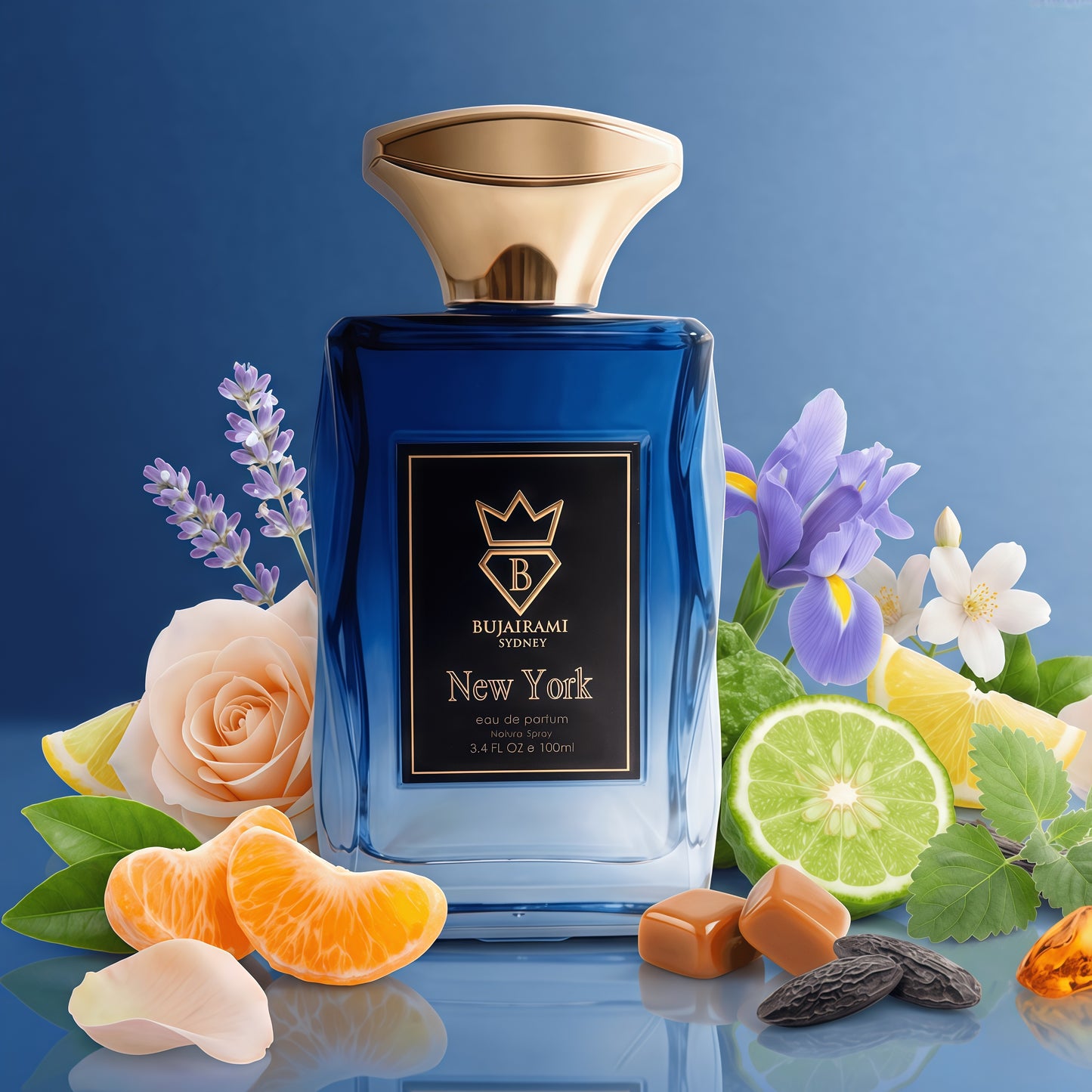Bujairami New York Eau de Parfum Hombre 100 ml Fragancia Amaderada Ambarada Moderna para Hombres Elegantes y Sofisticados