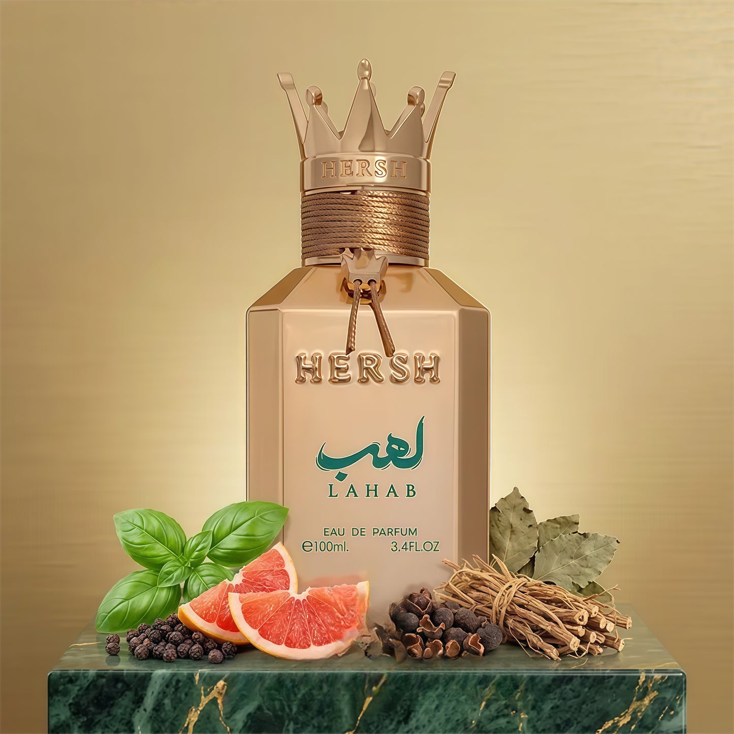 Hersh Lahab - Eau de Parfum 100ml - Perfume Unisex - Fragancia Aromática Especiada Verde - Notas de Pimienta Negra y Pachulí - Elegancia y Poder Real