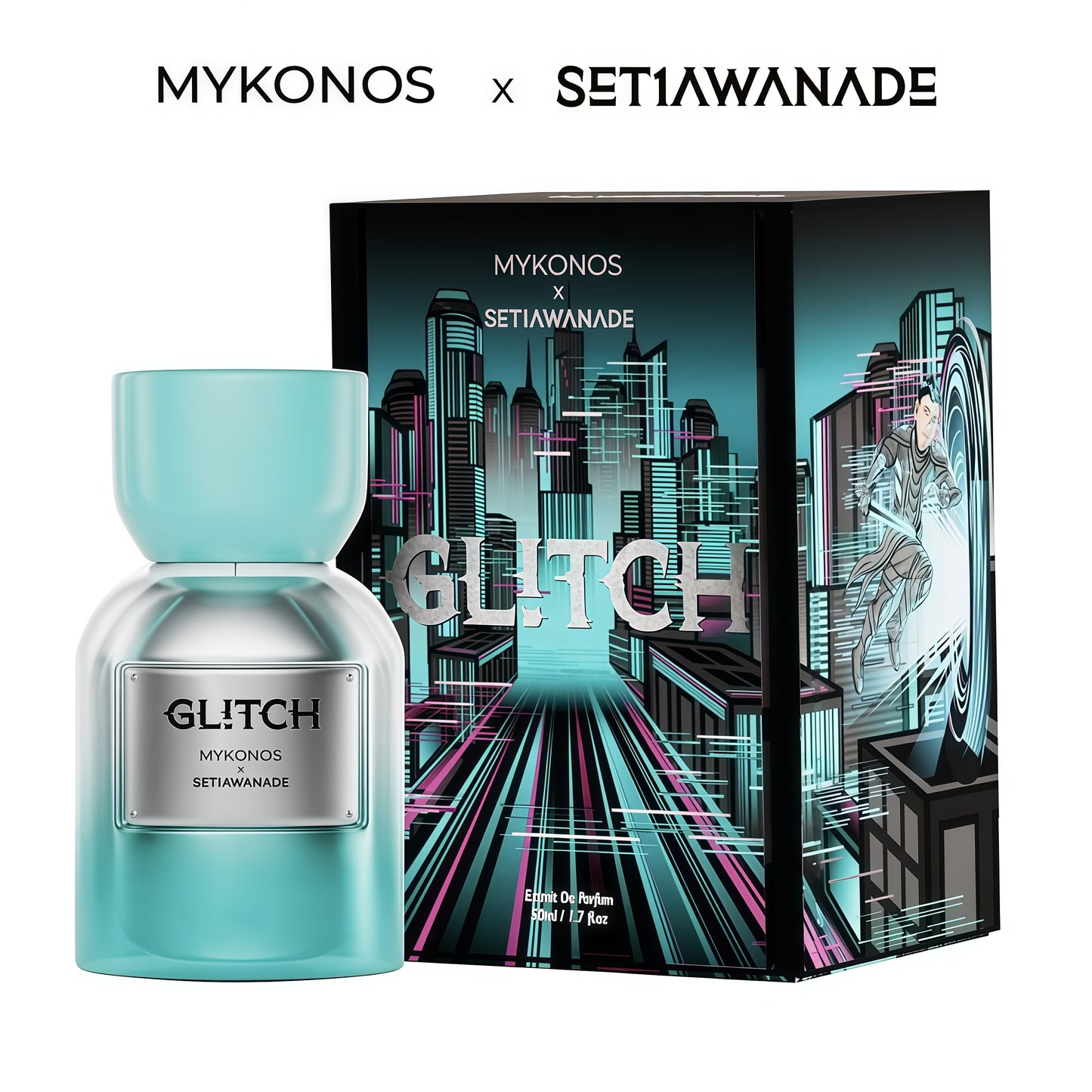 Glitch Mykonos x Setiawanade 50ml Extrait de Parfum Unisex Fragancia Frutal Aromática y Amaderada 100ml Perfume Moderno y Sofisticado