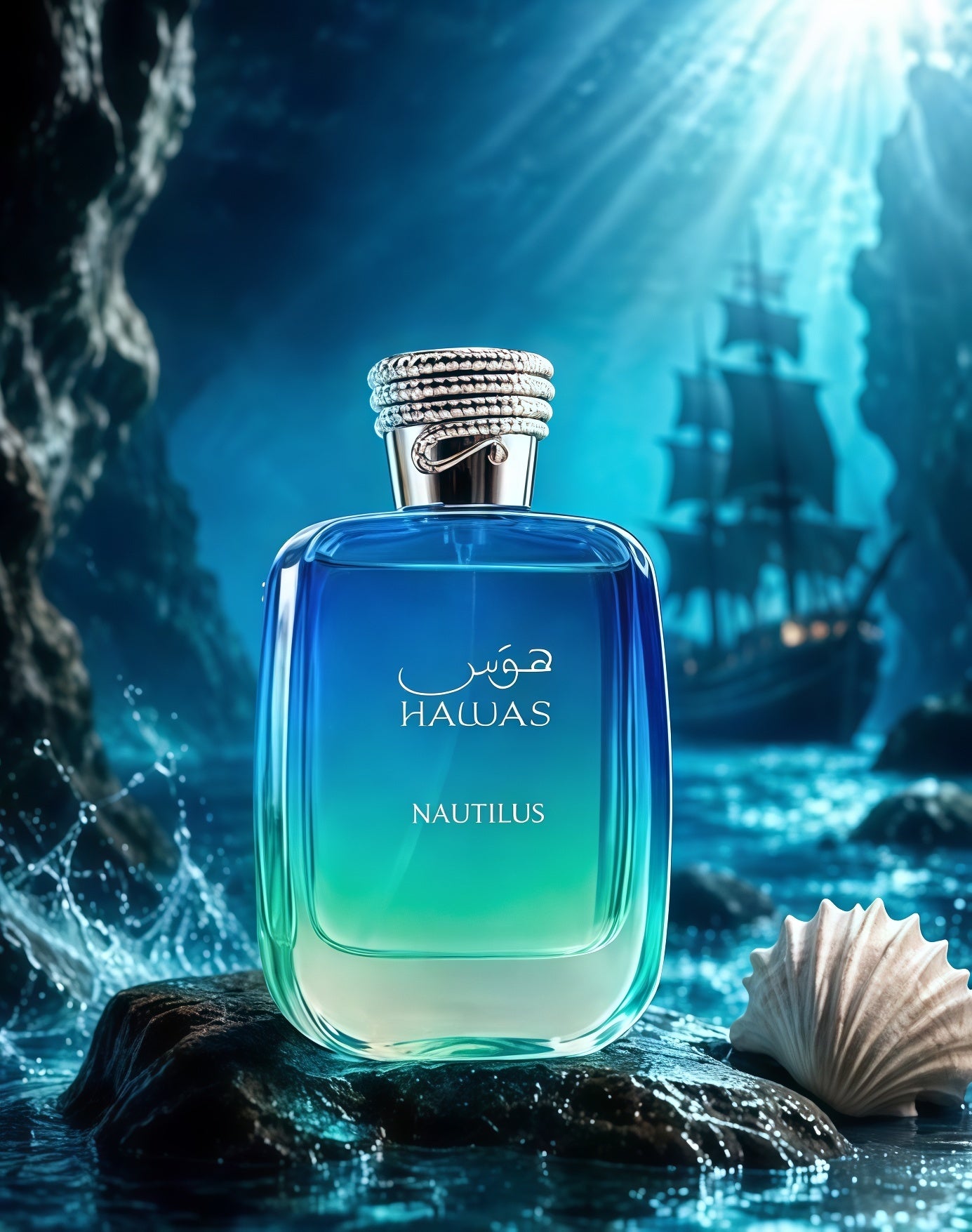 Hawas Nautilus Eau de Parfum Hombre 100 ml Fragancia Marina Amaderada y Fresca para Hombres Modernos con Notas Minerales y Maderas Nobles