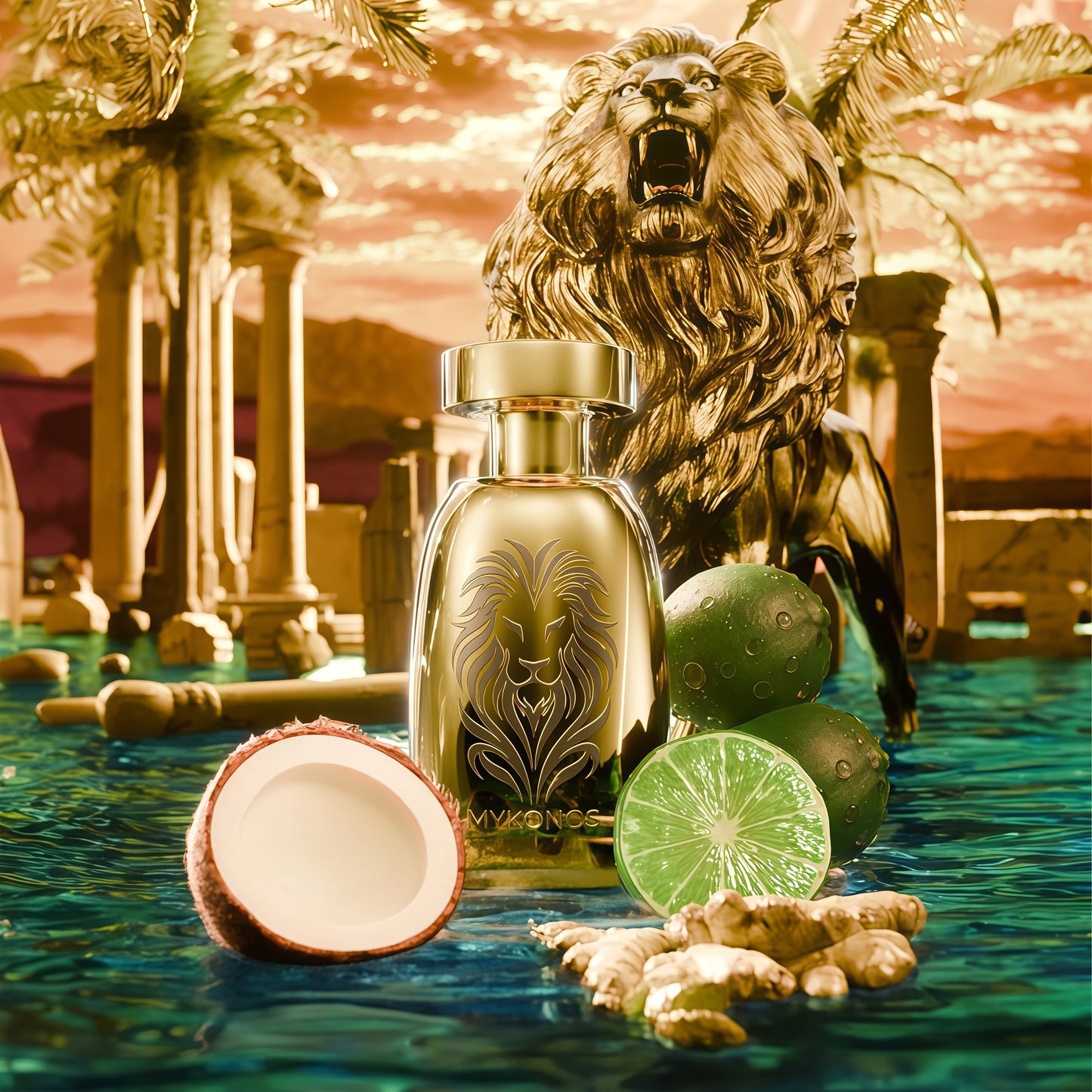 Mykonos Imperium-leon Extrait De Parfum 100ml Fragancia Unisex Tropical y Exótica con Notas de Lima Bergamota y Frutas Tropicales