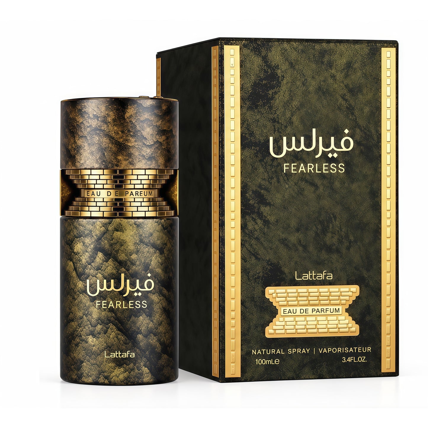 Lattafa Fearless - 100ml Perfume Masculino Intenso y Sofisticado con Notas de Maracuyá, Cacao y Tabac para Hombres Aventureros