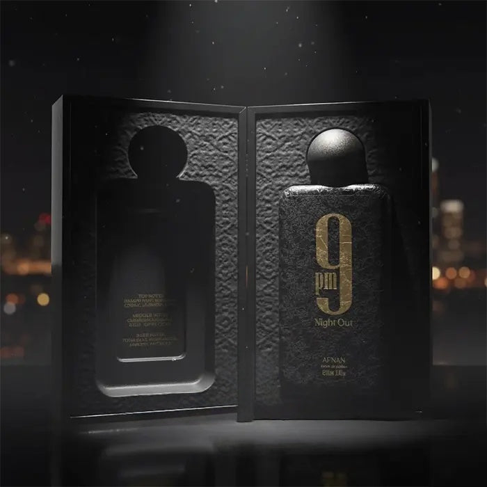 Afnan 9 PM Night Out Eau de Parfum Unisex con Notas Afrutadas Especiadas y Ámbar Perfume Moderno y Nocturno con Fruta del Dragón y Cardamomo