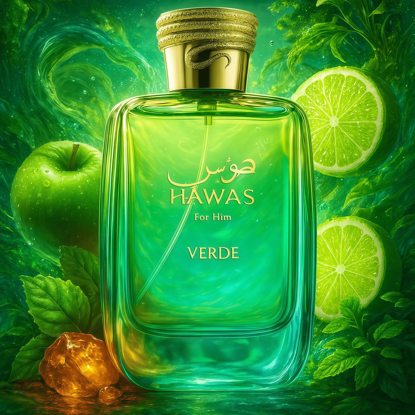 Hawas Verde Eau de Parfum Hombre 100 ml Fragancia Tropical Fresca y Amaderada para Hombres Modernos y Elegantes