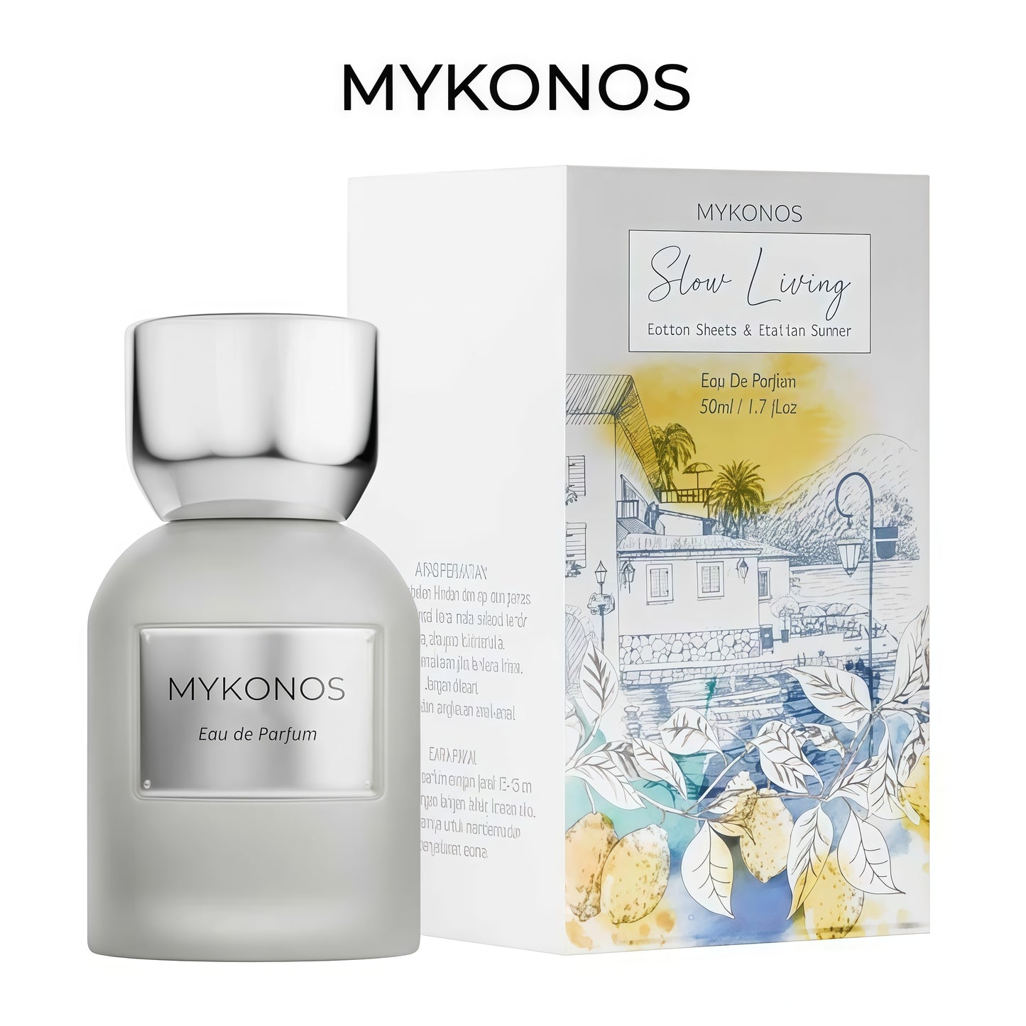 Mykonos Slow Living Eau de Parfum Unisex 50 ml Fragancia Cítrica Floral y Amaderada Fresca y Sofisticada para Uso Diario